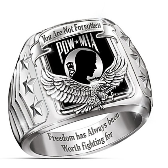 "Never Forgotten" POW-MIA Tribute Men's Ring - Picture 1 of 5